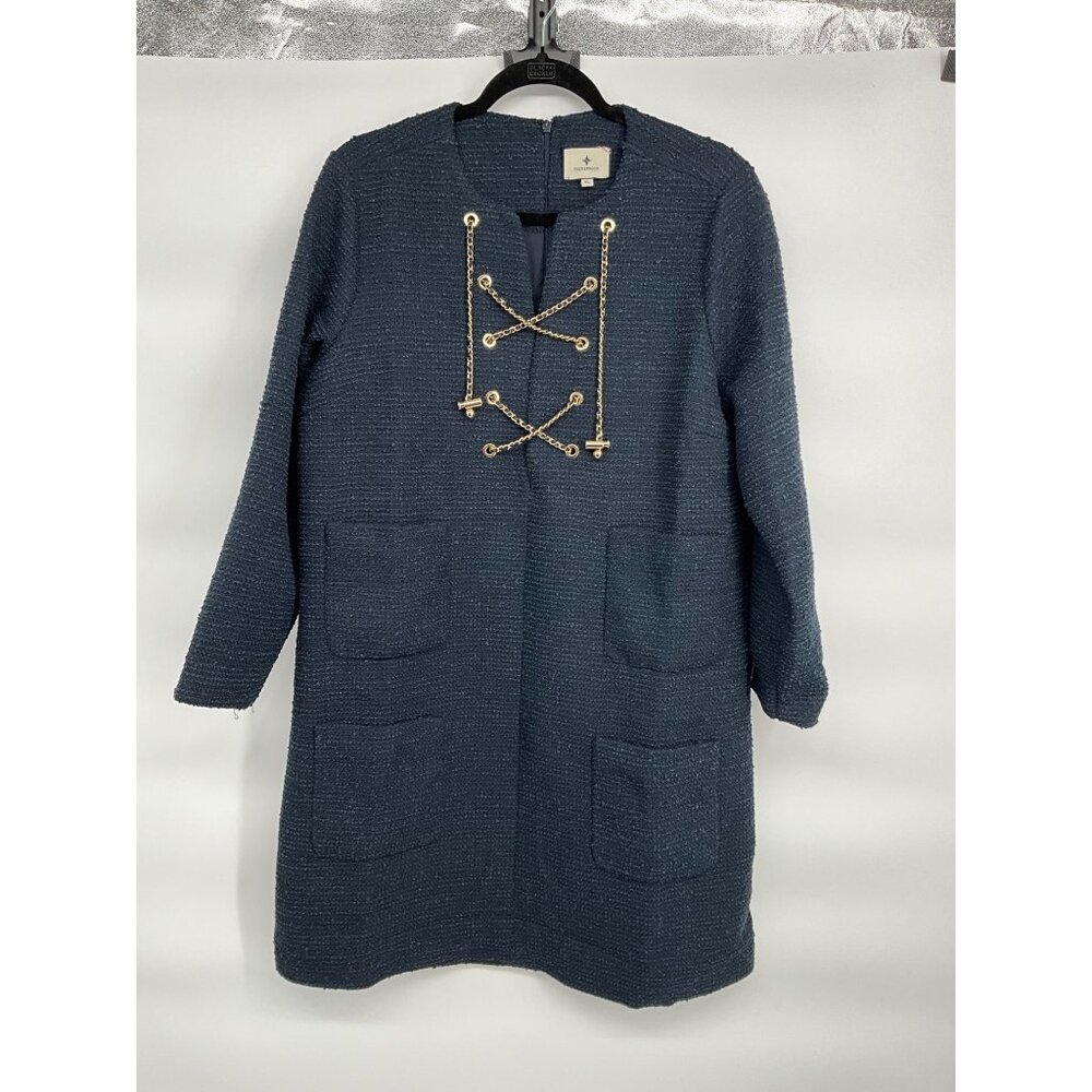 Tuckernuck Womens Navy Tweed Chain Lace-Up Dress XL
